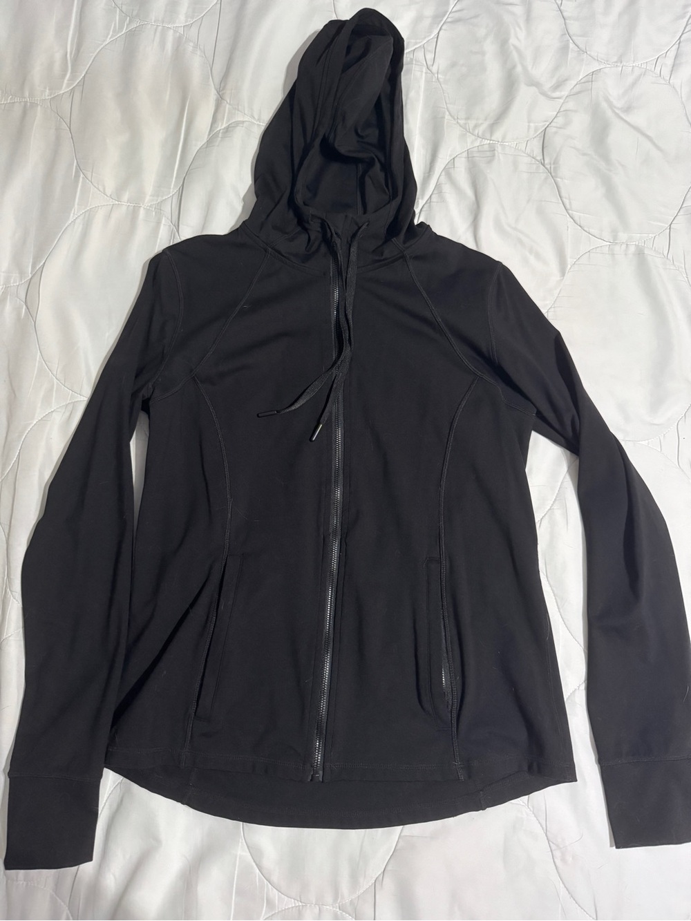 Women's Black Hooded Utility Jacket with Zip Front